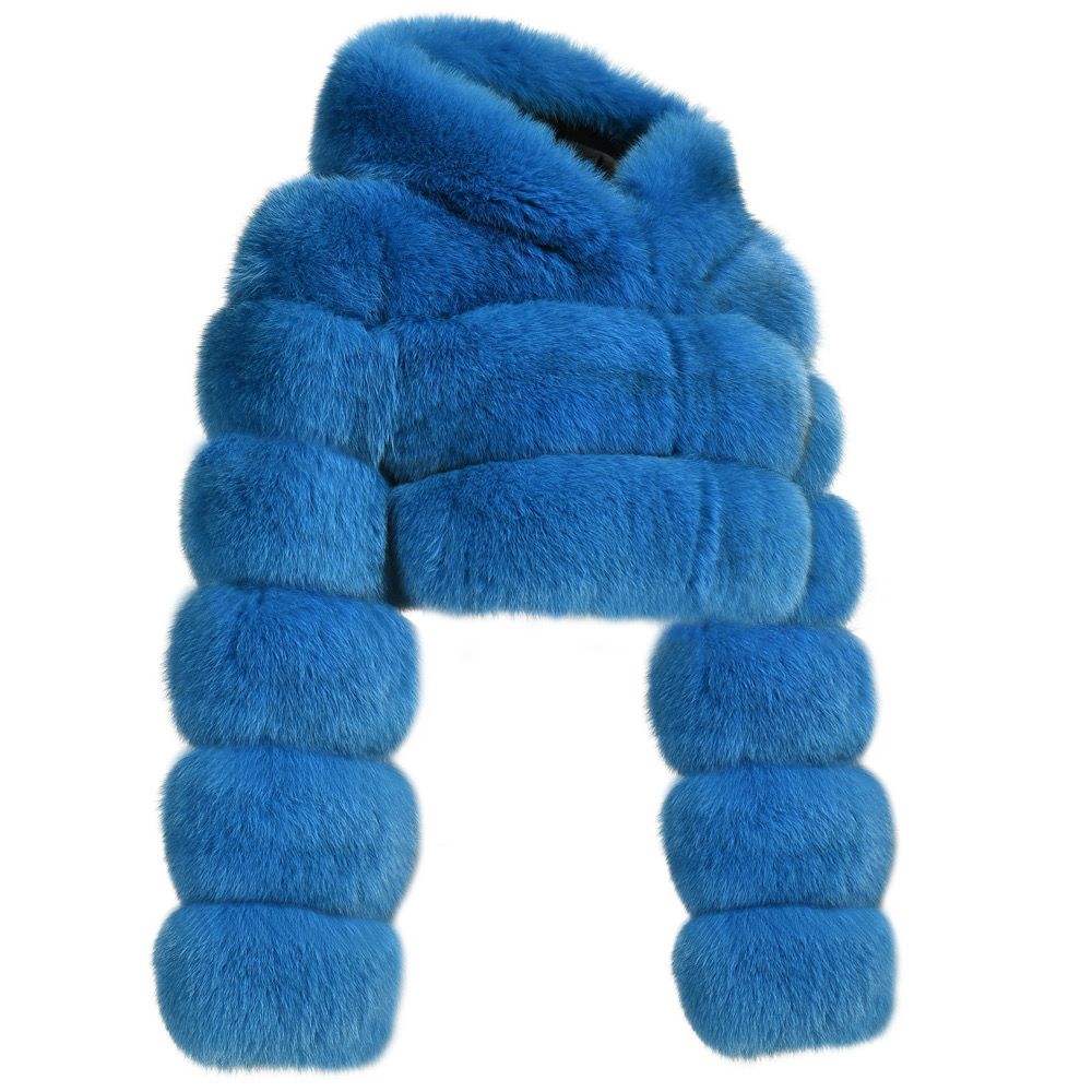 Dolcie London Luxurious Cropped Mini Zipped Hooded Real Fox Fur Coat