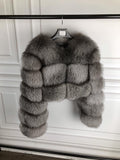 Genuine Fox Fur Bubble Mini Cropped Coat by Dolcie London