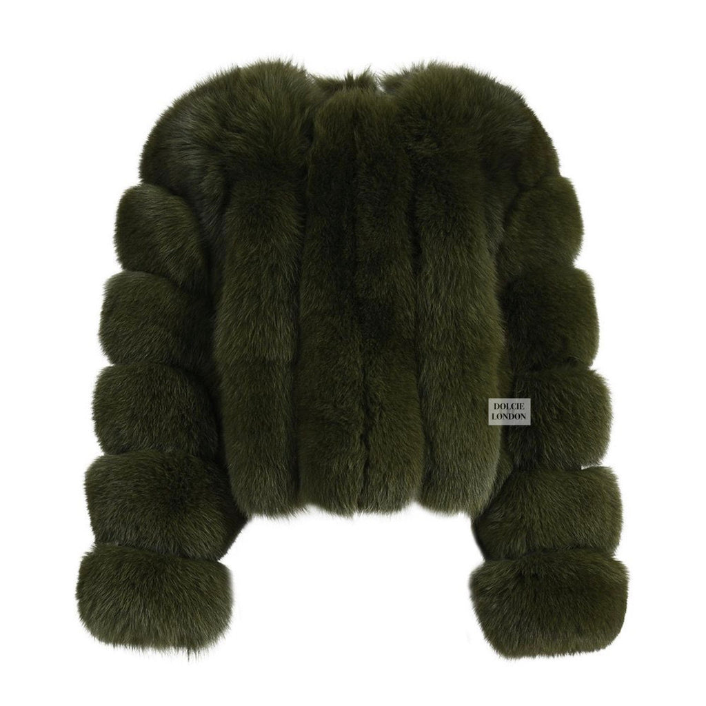 Luxurious Straight Rows Cropped Real Fox Fur Winter Jacket