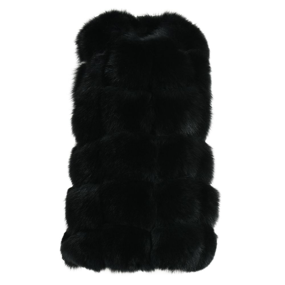 Luxurious Dolcie London Real Fox Fur Overlap Gilet with Pockets