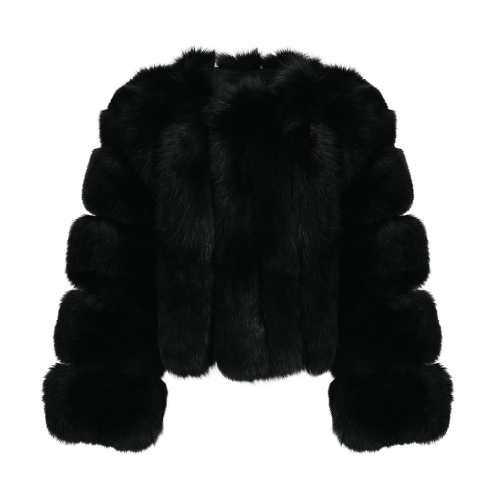 Luxurious Straight Rows Cropped Real Fox Fur Winter Jacket