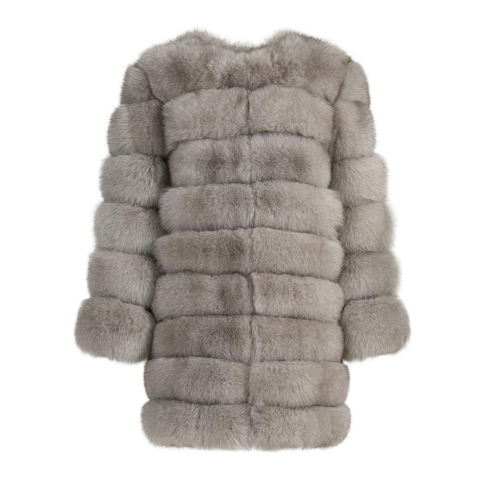 Luxurious 3-in-1 Detachable Long Fox Fur Coat with Leather Lining