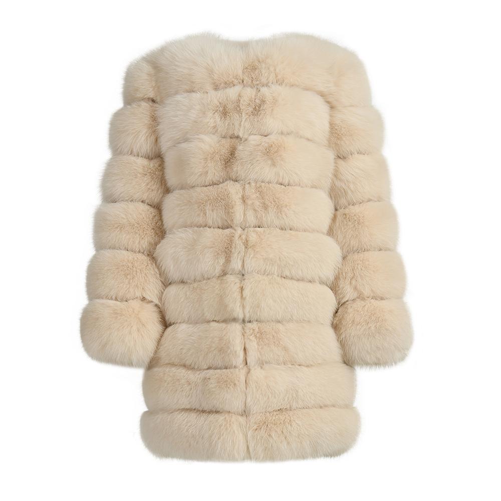 Luxurious 3-in-1 Detachable Long Fox Fur Coat with Leather Lining