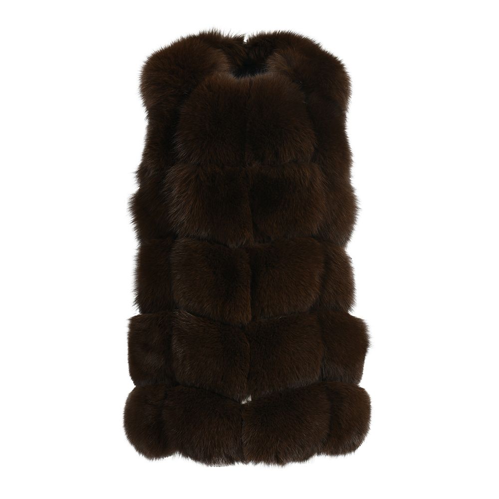 Luxurious Dolcie London Real Fox Fur Overlap Gilet with Pockets