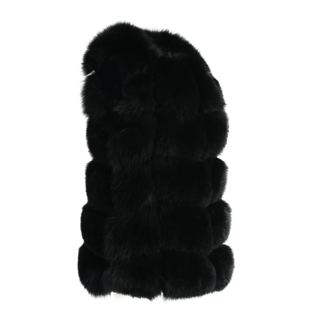 Luxurious Dolcie London Real Fox Fur Overlap Gilet with Pockets