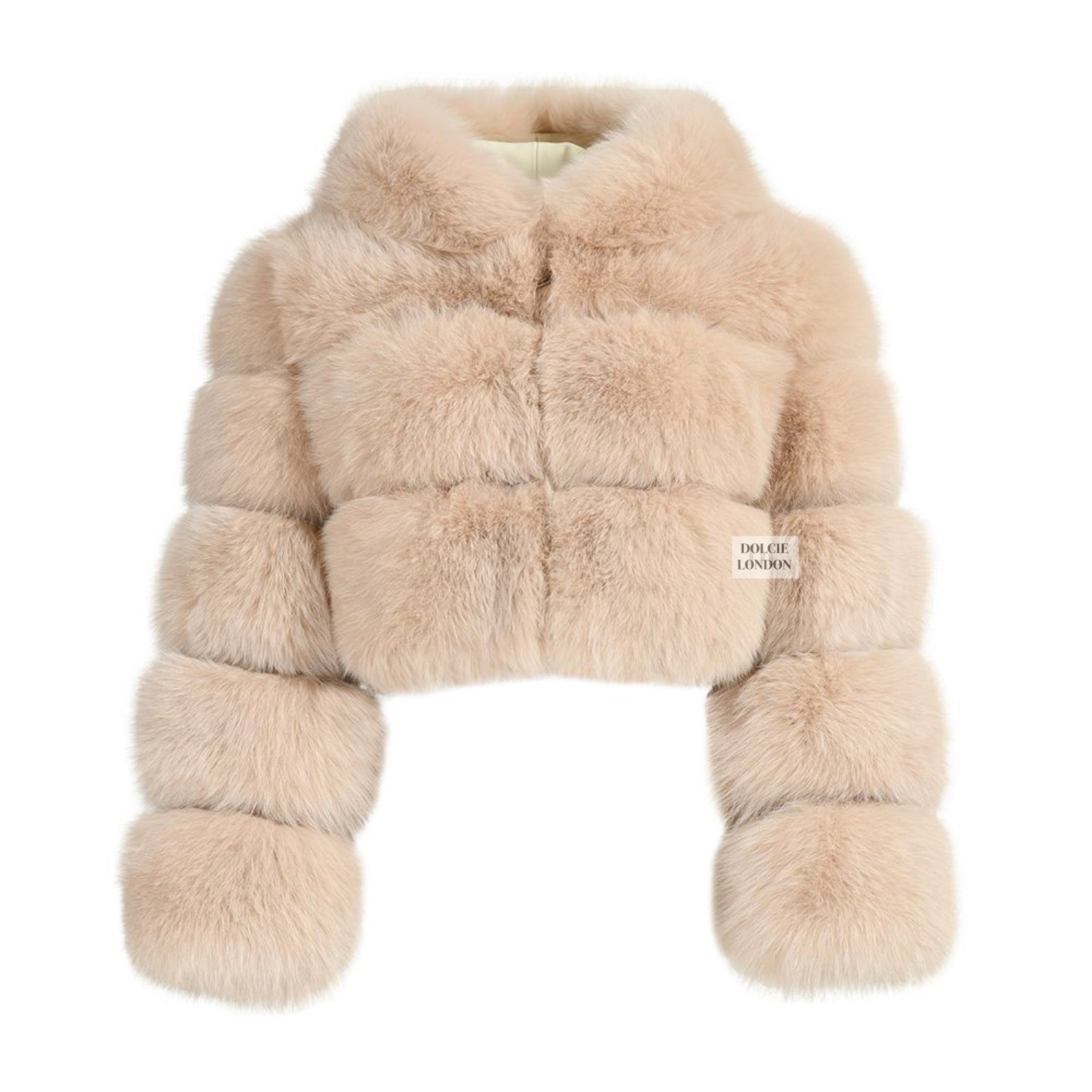 Luxury Cropped Mini Genuine Fox Fur Hooded Winter Coat
