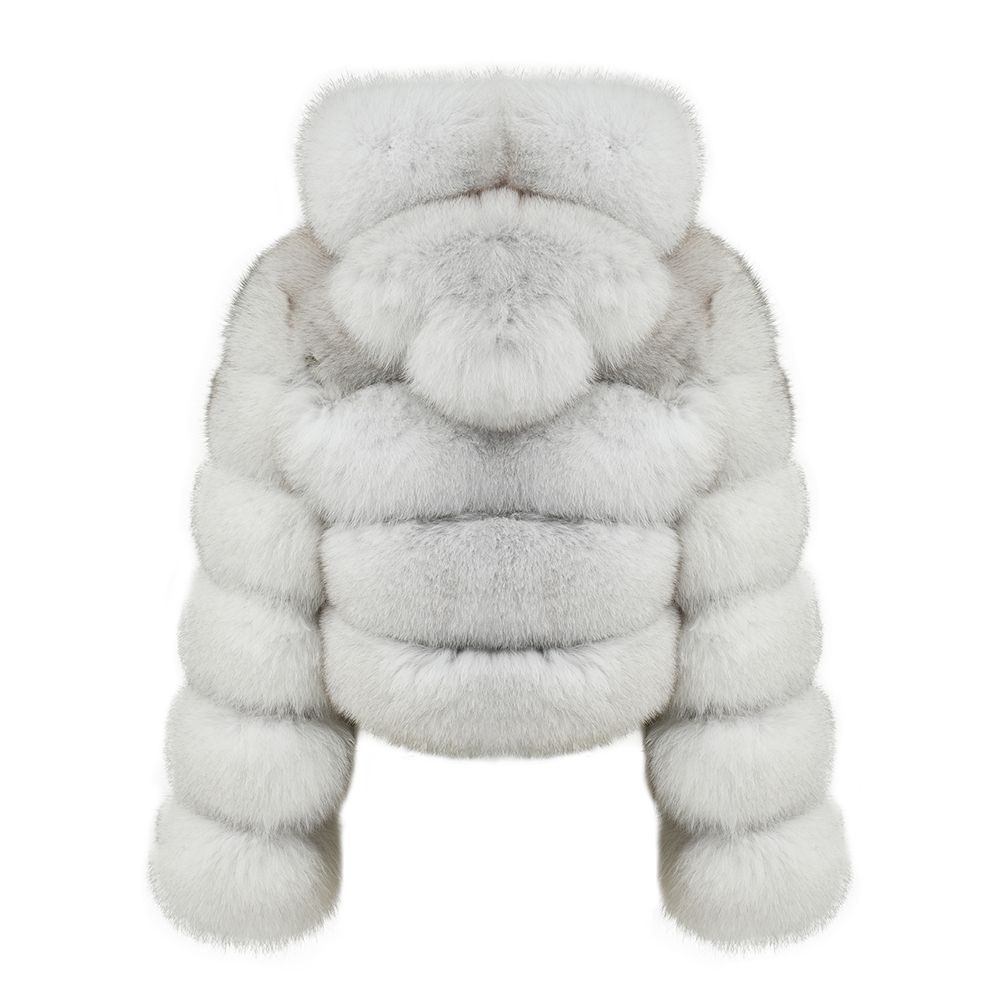 Luxurious Women's Genuine Fox Fur Hooded Cropped Winter Coat